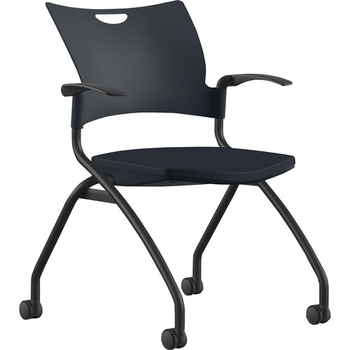 9to5 Seating  Nesting Chair,w/Arms&Casters,25"x26"x33",BK Plastic/BK Frame