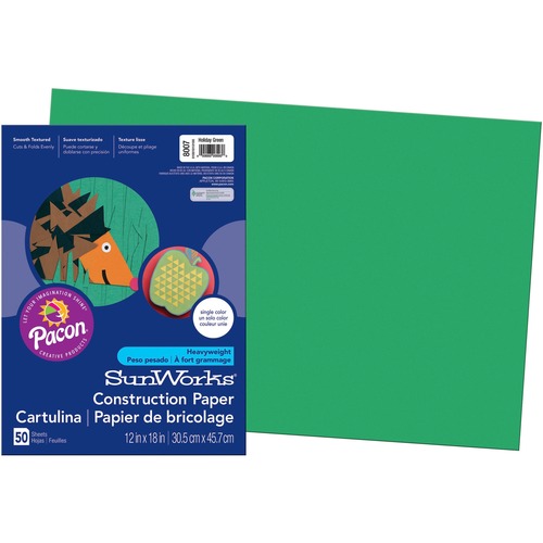 CONSTRUCTION PAPER, 58LB, 12 X 18, HOLIDAY GREEN, 50/PACK